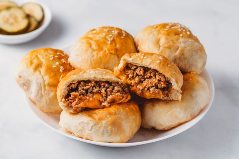 Cheesy Beef Stuffed Biscuit Bombs