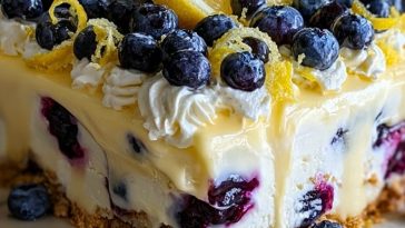 No-Bake Lemon dazzling Blueberry cream Cake
