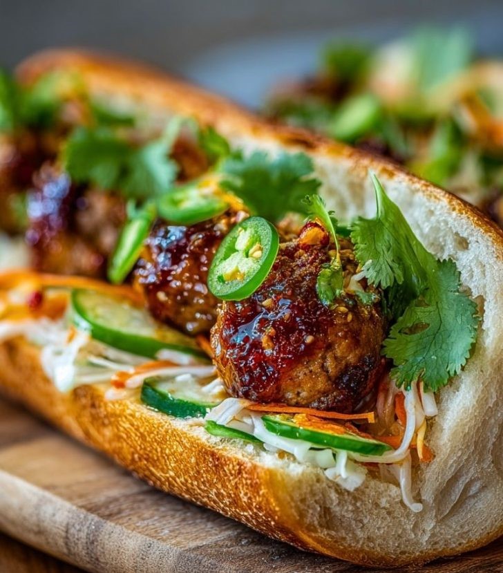 Korean BBQ Meatball Banh Mi
