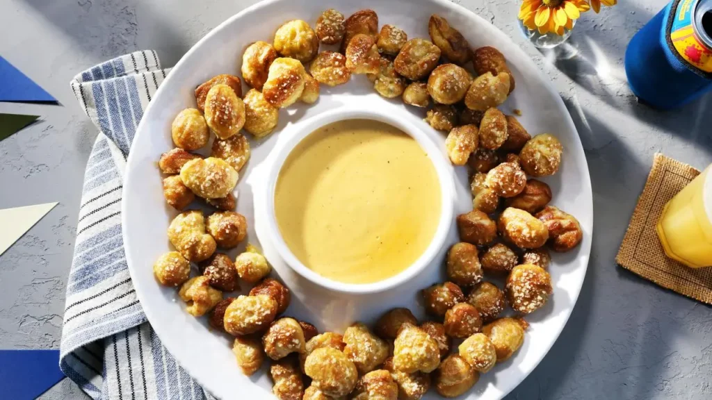 Soft Pretzel Bites with Cheese Sauce