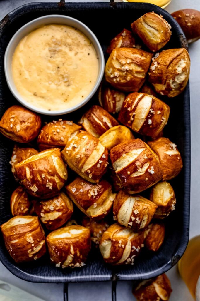 Soft Pretzel Bites with Cheese Sauce