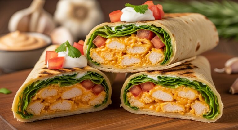 Cheesy Garlic Chicken Wraps