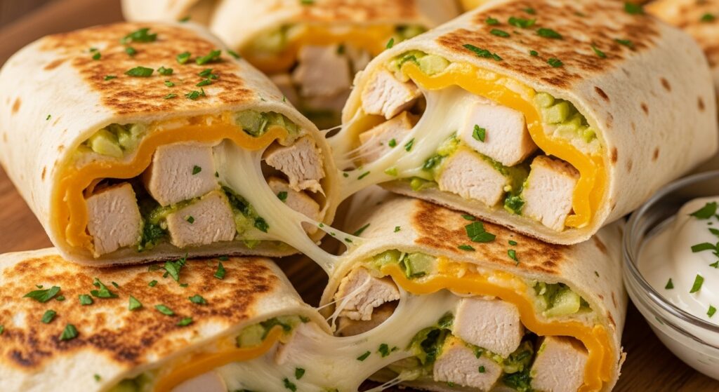 Cheesy Garlic Chicken Wraps