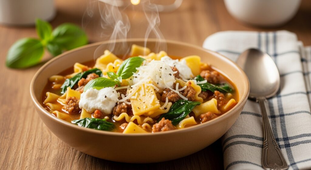 Cozy Slow Cooker Lasagna Soup