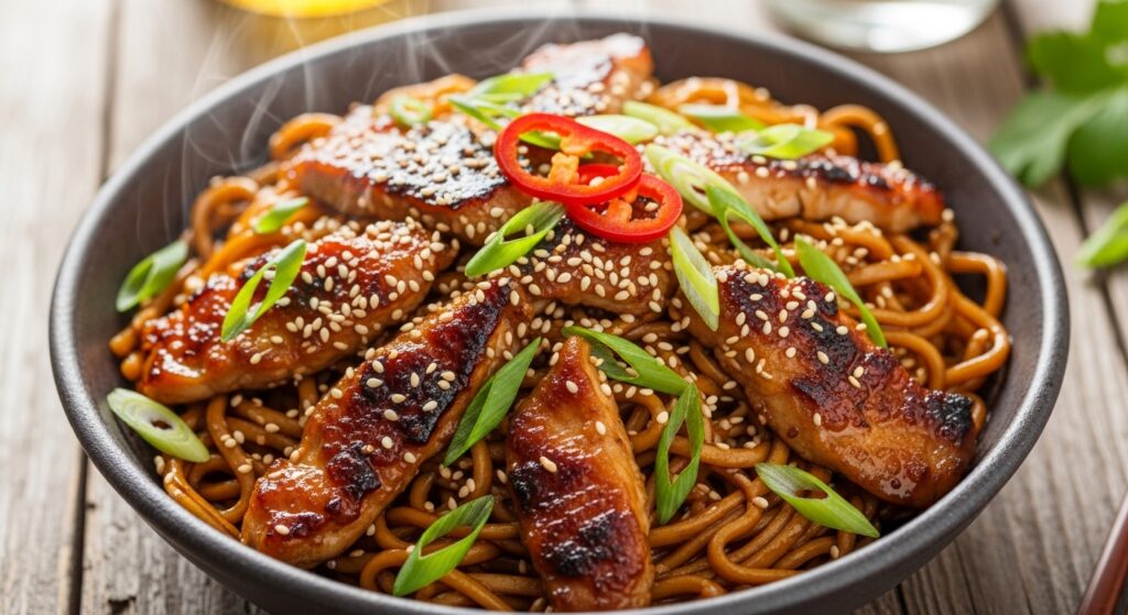 Sticky Garlic Chicken Noodles