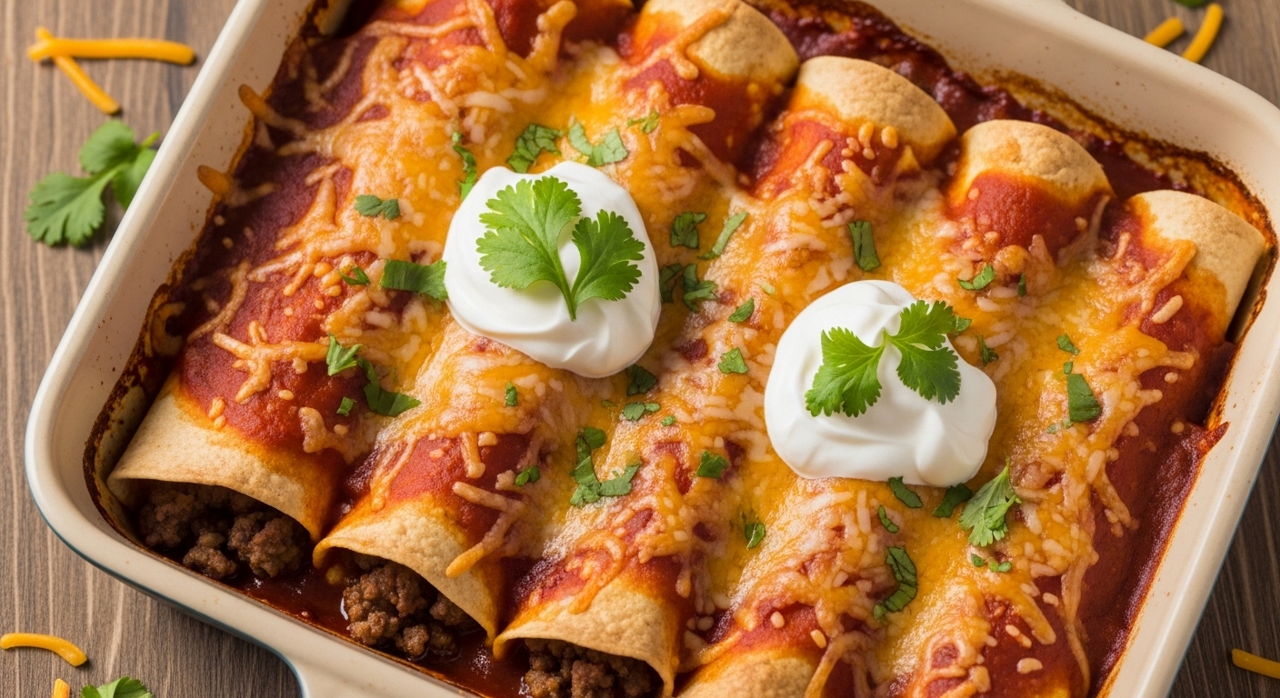 Easy Cheesy Ground Beef Enchiladas – One-Pan Family Favorite!