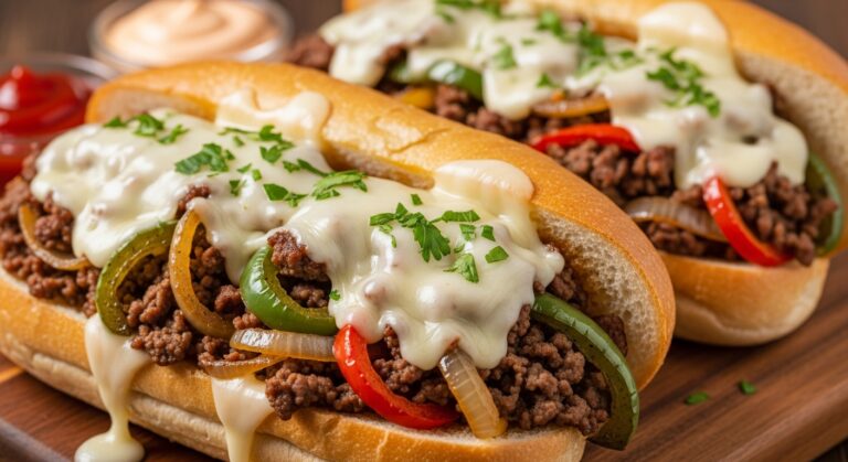 Ground Beef Philly Cheesesteaks