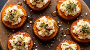 Honey Feta Sweet Potato Rounds