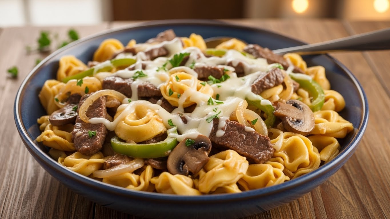 Crock Pot Cheesesteak Tortellini Recipe